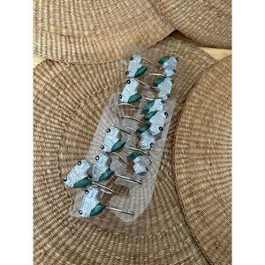 12 piece Christmas Tree truck shower curtain holders